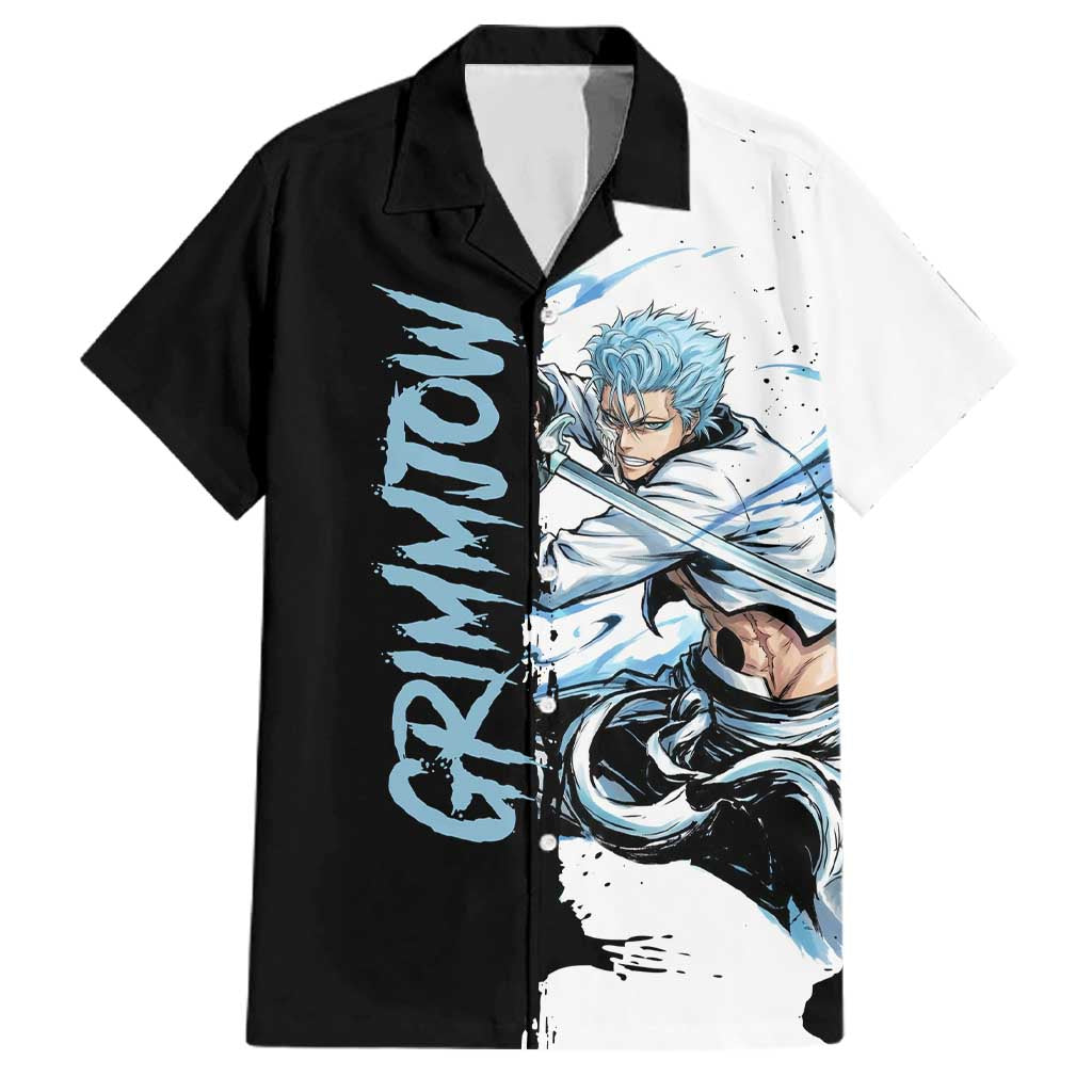 Personalized Grimmjow Jaegerjaquez Family Matching Off Shoulder Maxi Dress and Hawaiian Shirt Ink Splash Anime Brush Style