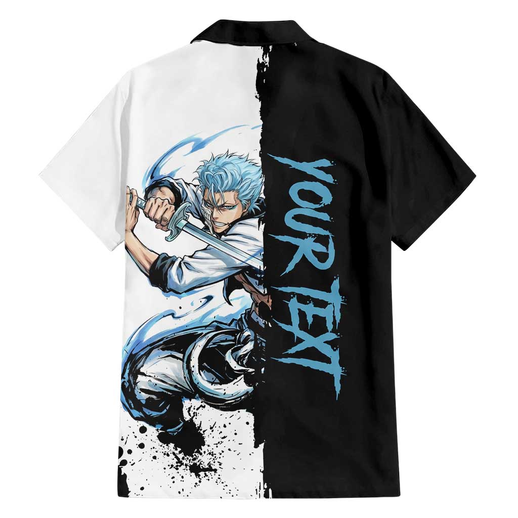 Personalized Grimmjow Jaegerjaquez Family Matching Off Shoulder Maxi Dress and Hawaiian Shirt Ink Splash Anime Brush Style