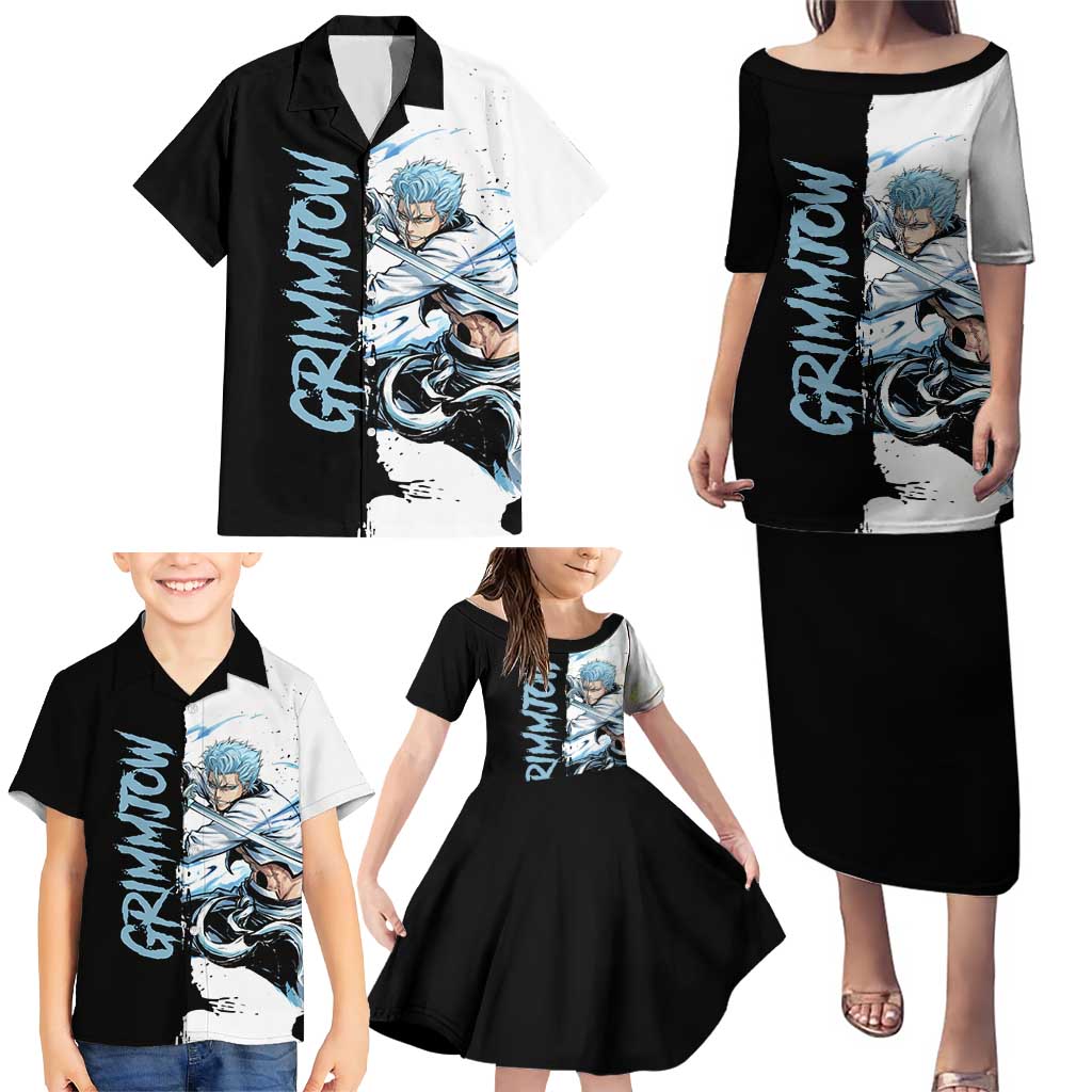 Personalized Grimmjow Jaegerjaquez Family Matching Puletasi and Hawaiian Shirt Ink Splash Anime Brush Style