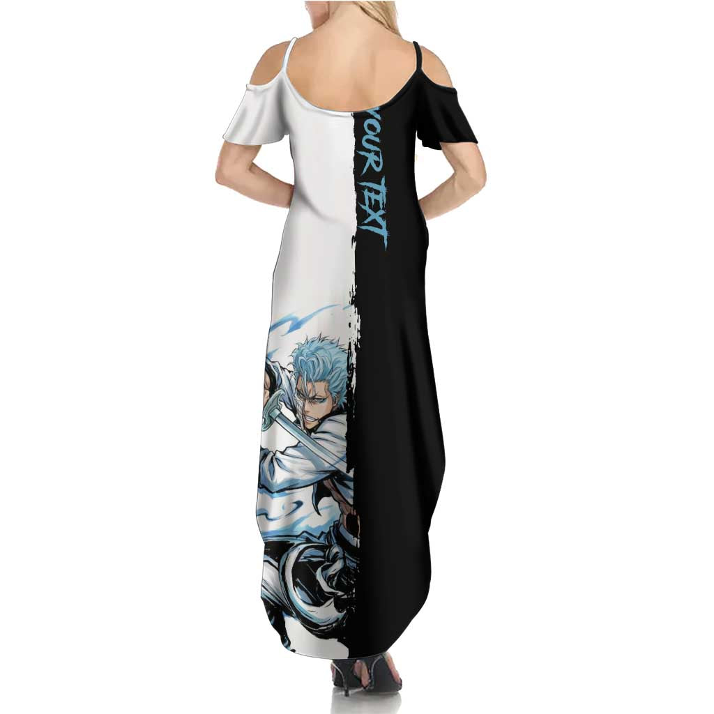 Personalized Grimmjow Jaegerjaquez Family Matching Summer Maxi Dress and Hawaiian Shirt Ink Splash Anime Brush Style