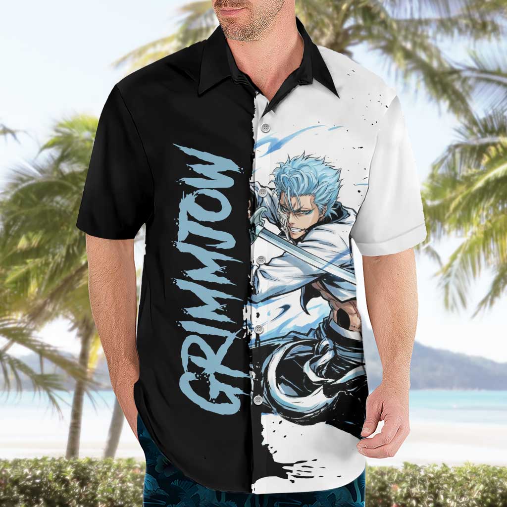 Personalized Grimmjow Jaegerjaquez Hawaiian Shirt Ink Splash Anime Brush Style
