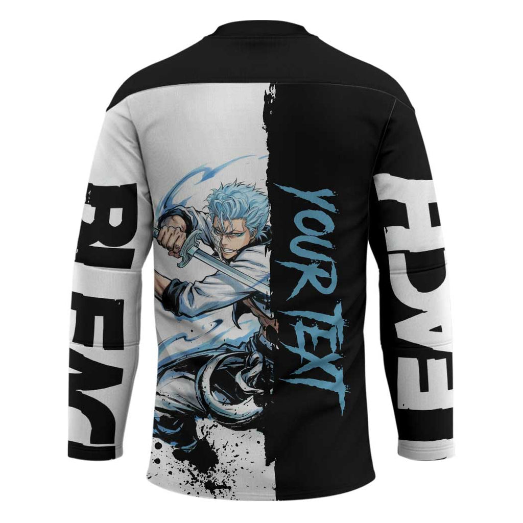 Personalized Grimmjow Jaegerjaquez Hockey Jersey Ink Splash Anime Brush Style