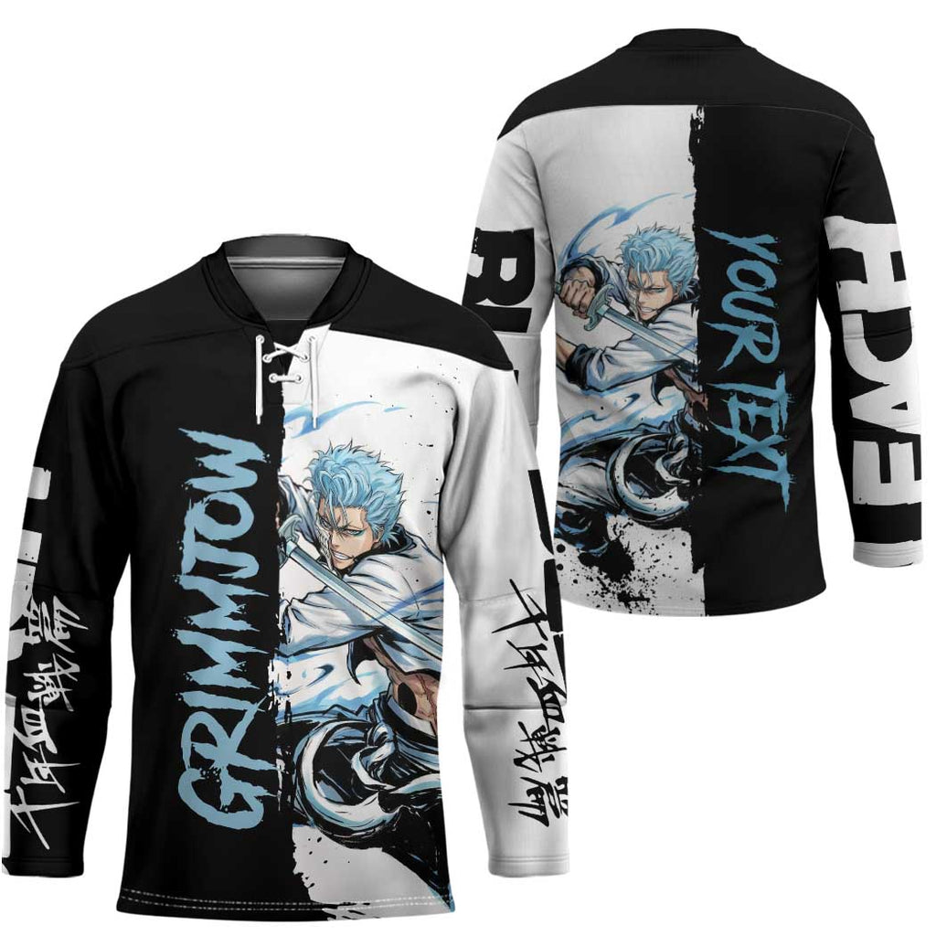 Personalized Grimmjow Jaegerjaquez Hockey Jersey Ink Splash Anime Brush Style