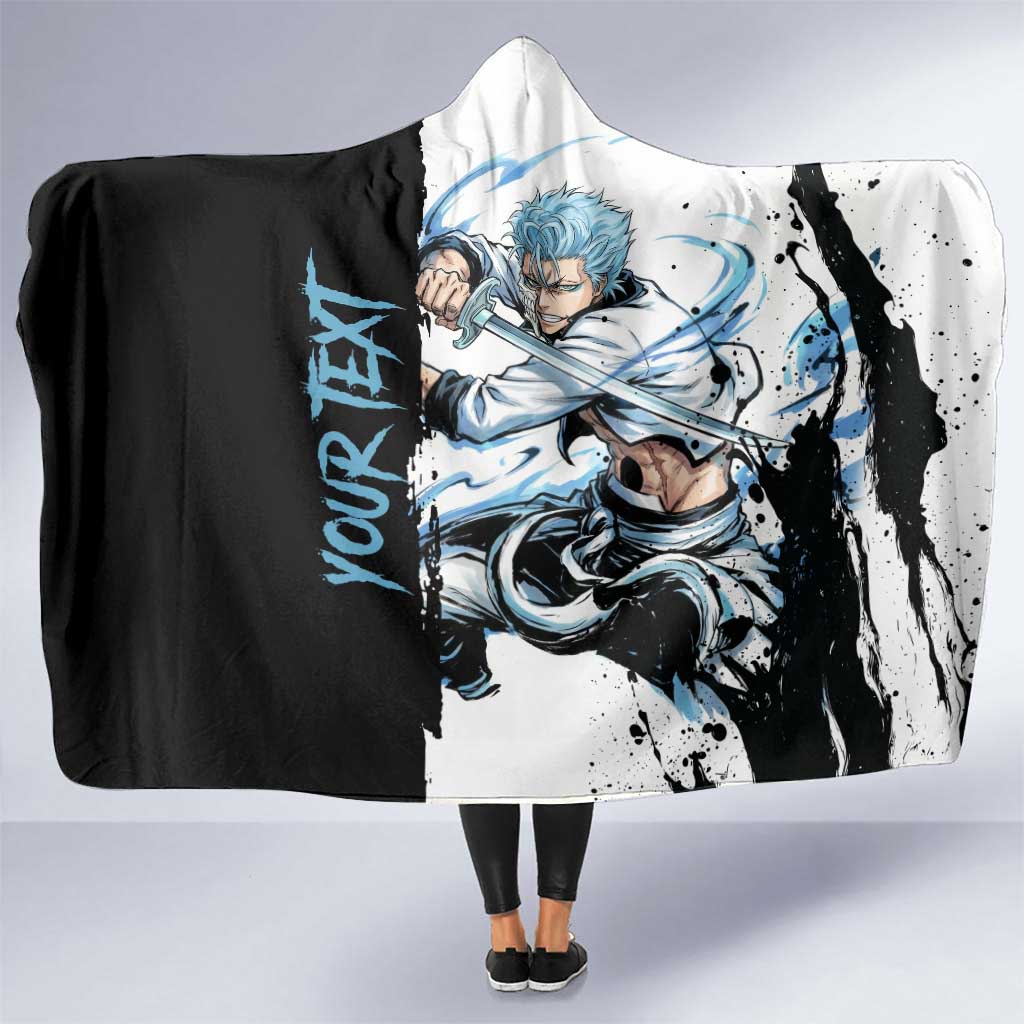 Personalized Grimmjow Jaegerjaquez Hooded Blanket Ink Splash Anime Brush Style