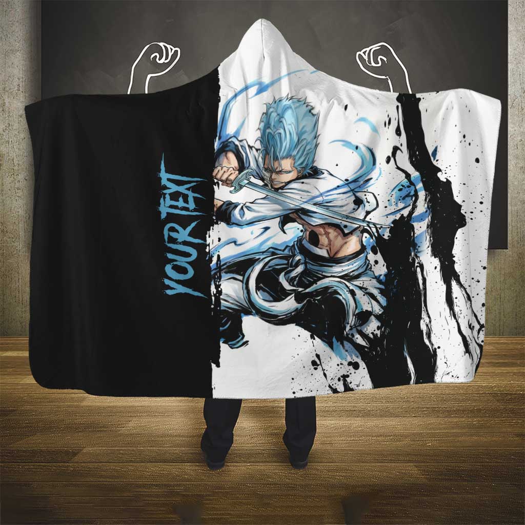 Personalized Grimmjow Jaegerjaquez Hooded Blanket Ink Splash Anime Brush Style