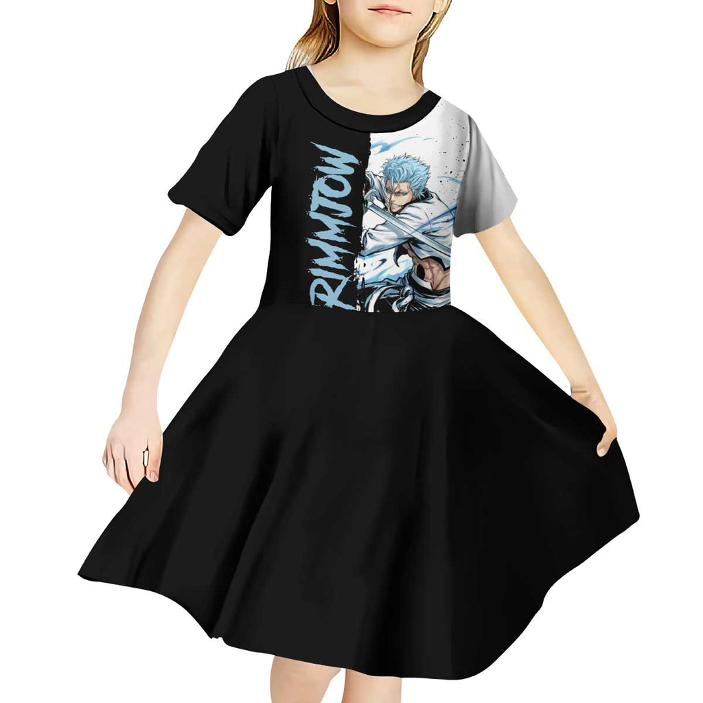Personalized Grimmjow Jaegerjaquez Kid Short Sleeve Dress Ink Splash Anime Brush Style