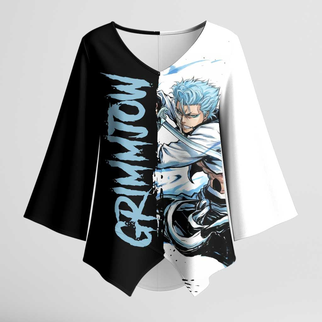 Personalized Grimmjow Jaegerjaquez Kimono Sleeve Blouse Ink Splash Anime Brush Style