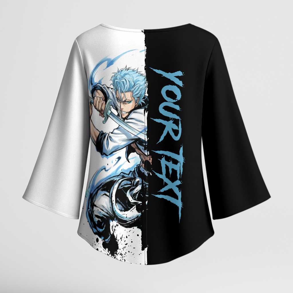 Personalized Grimmjow Jaegerjaquez Kimono Sleeve Blouse Ink Splash Anime Brush Style