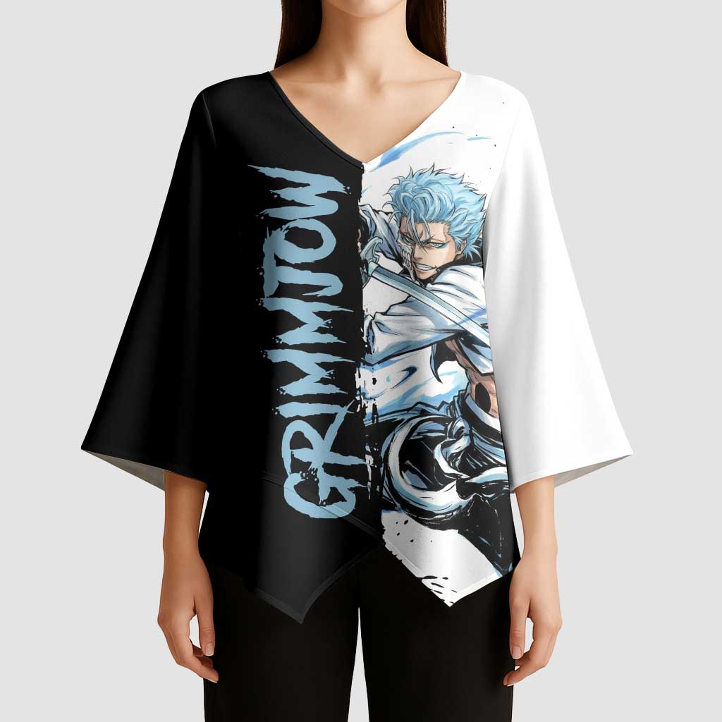 Personalized Grimmjow Jaegerjaquez Kimono Sleeve Blouse Ink Splash Anime Brush Style