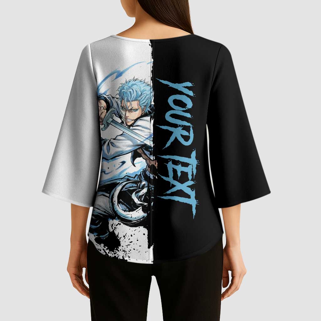 Personalized Grimmjow Jaegerjaquez Kimono Sleeve Blouse Ink Splash Anime Brush Style