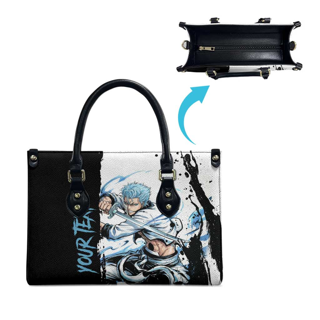 Personalized Grimmjow Jaegerjaquez Leather Bag Ink Splash Anime Brush Style