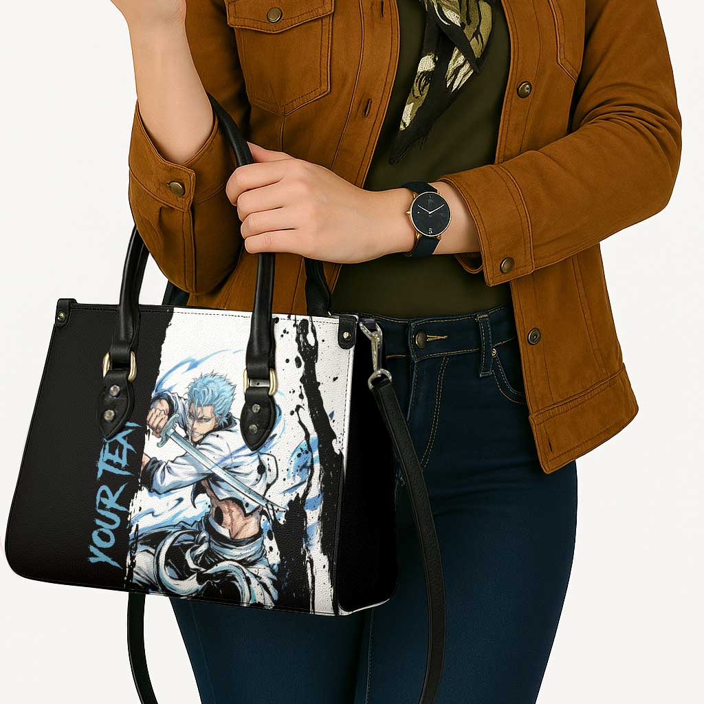Personalized Grimmjow Jaegerjaquez Leather Bag Ink Splash Anime Brush Style