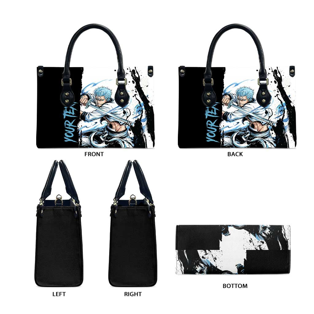 Personalized Grimmjow Jaegerjaquez Leather Bag Ink Splash Anime Brush Style