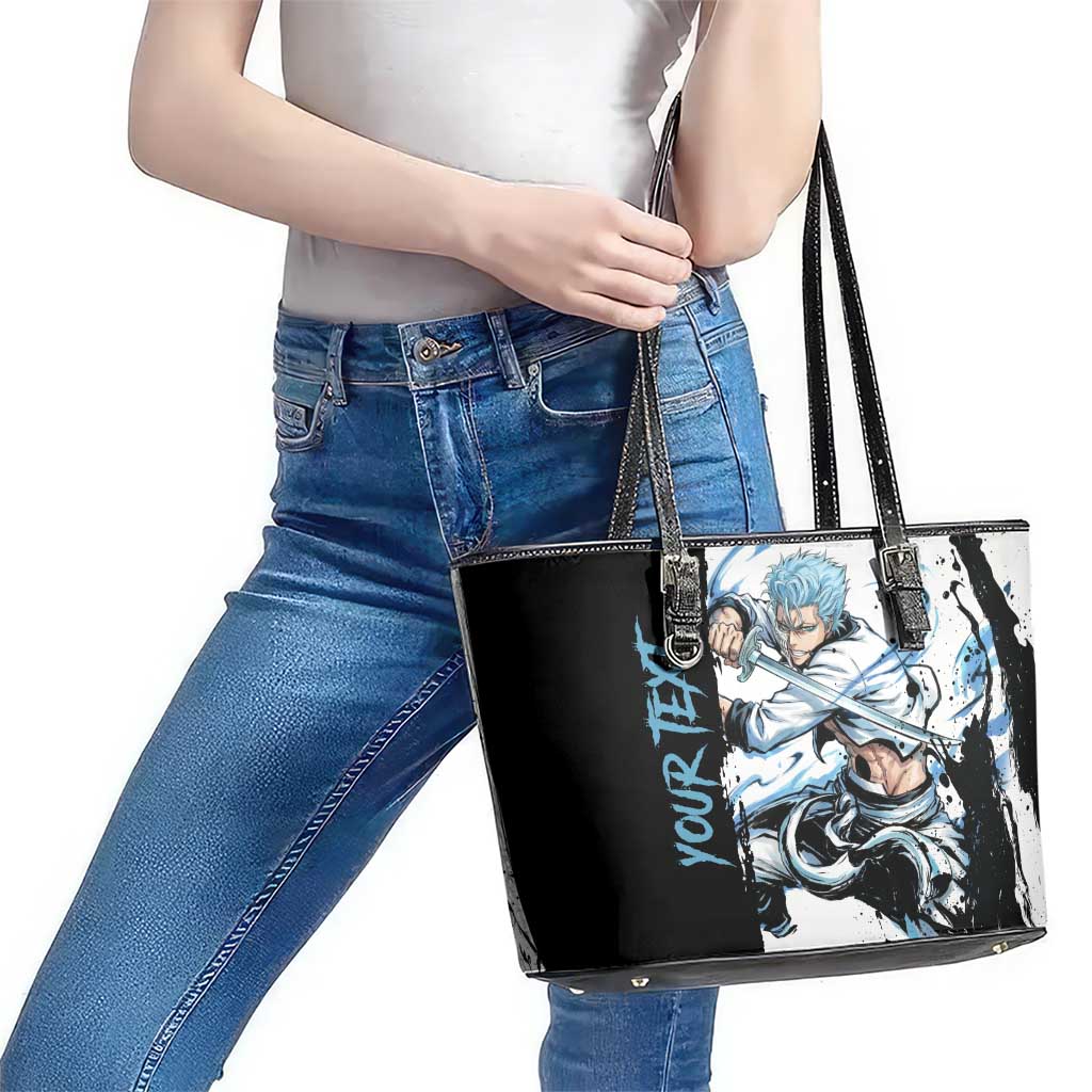 Personalized Grimmjow Jaegerjaquez Leather Tote Bag Ink Splash Anime Brush Style