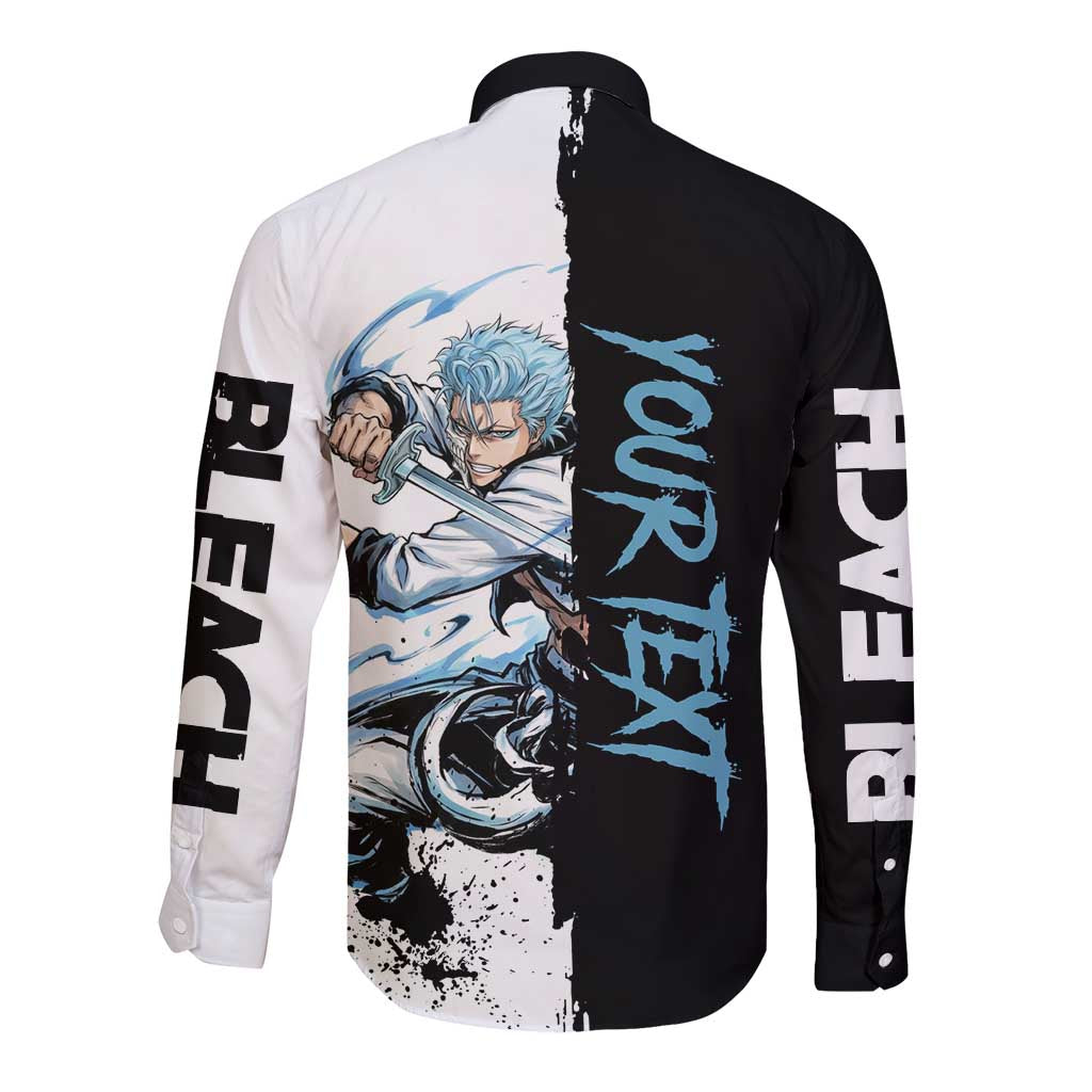 Personalized Grimmjow Jaegerjaquez Long Sleeve Button Shirt Ink Splash Anime Brush Style