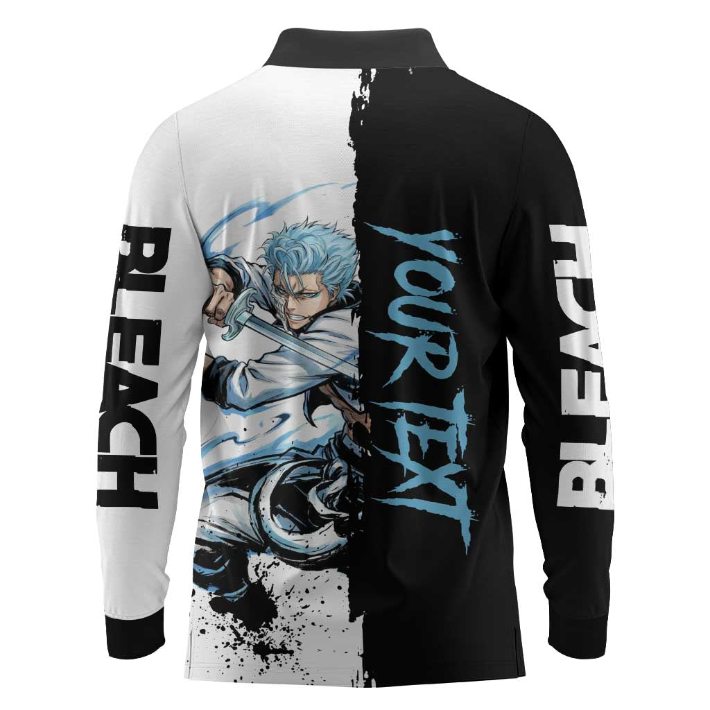 Personalized Grimmjow Jaegerjaquez Long Sleeve Polo Shirt Ink Splash Anime Brush Style