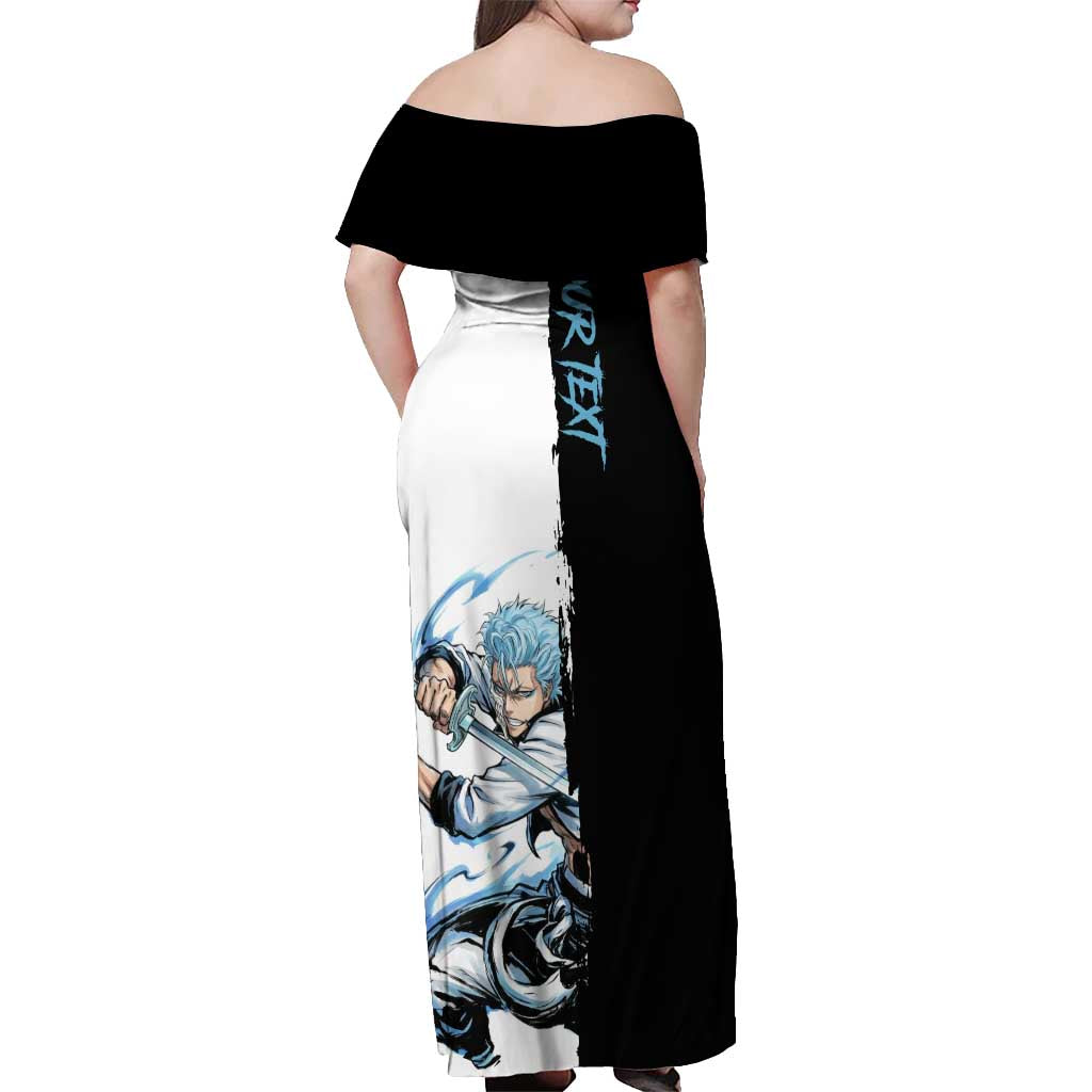Personalized Grimmjow Jaegerjaquez Off Shoulder Maxi Dress Ink Splash Anime Brush Style