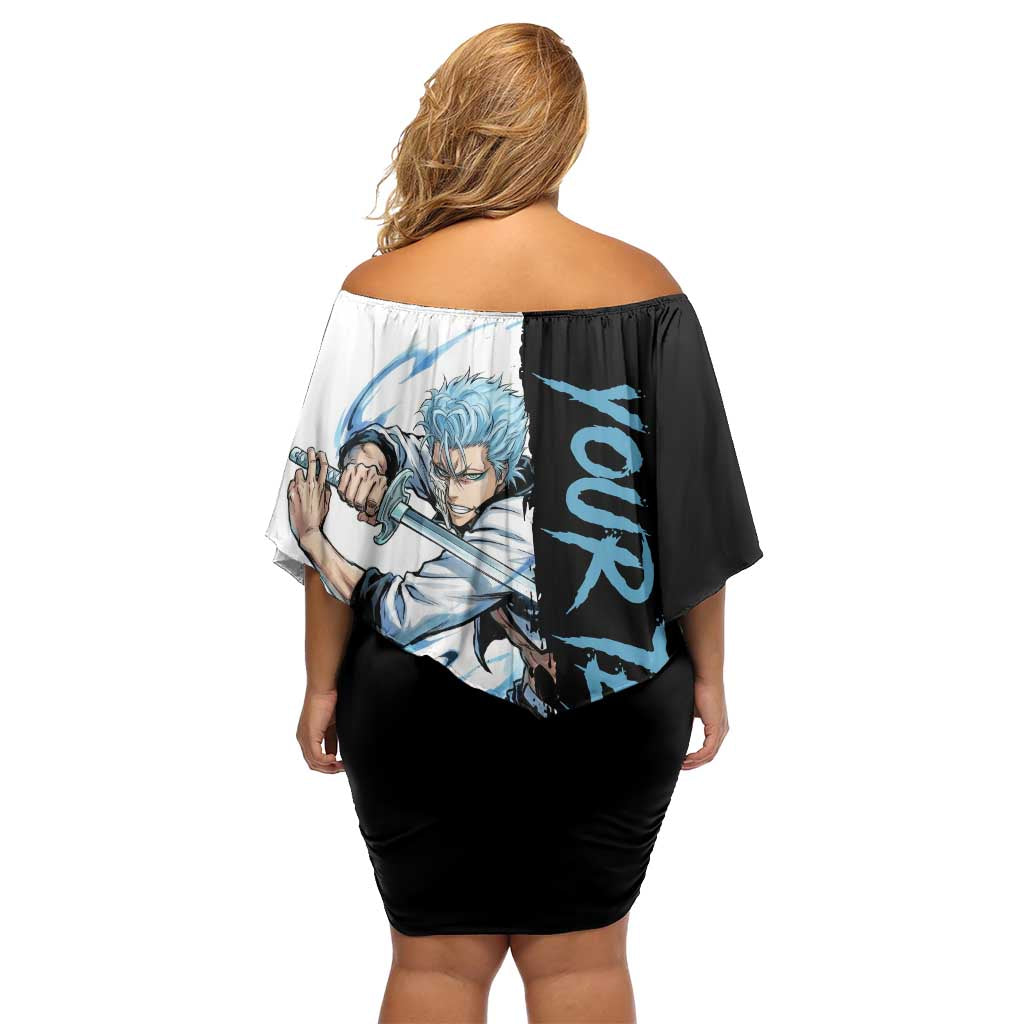 Personalized Grimmjow Jaegerjaquez Off Shoulder Short Dress Ink Splash Anime Brush Style