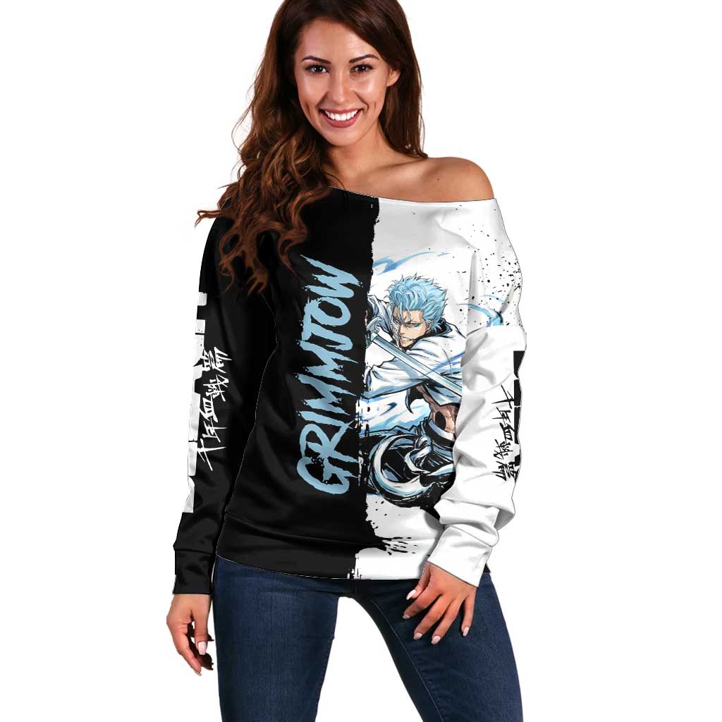 Personalized Grimmjow Jaegerjaquez Off Shoulder Sweater Ink Splash Anime Brush Style