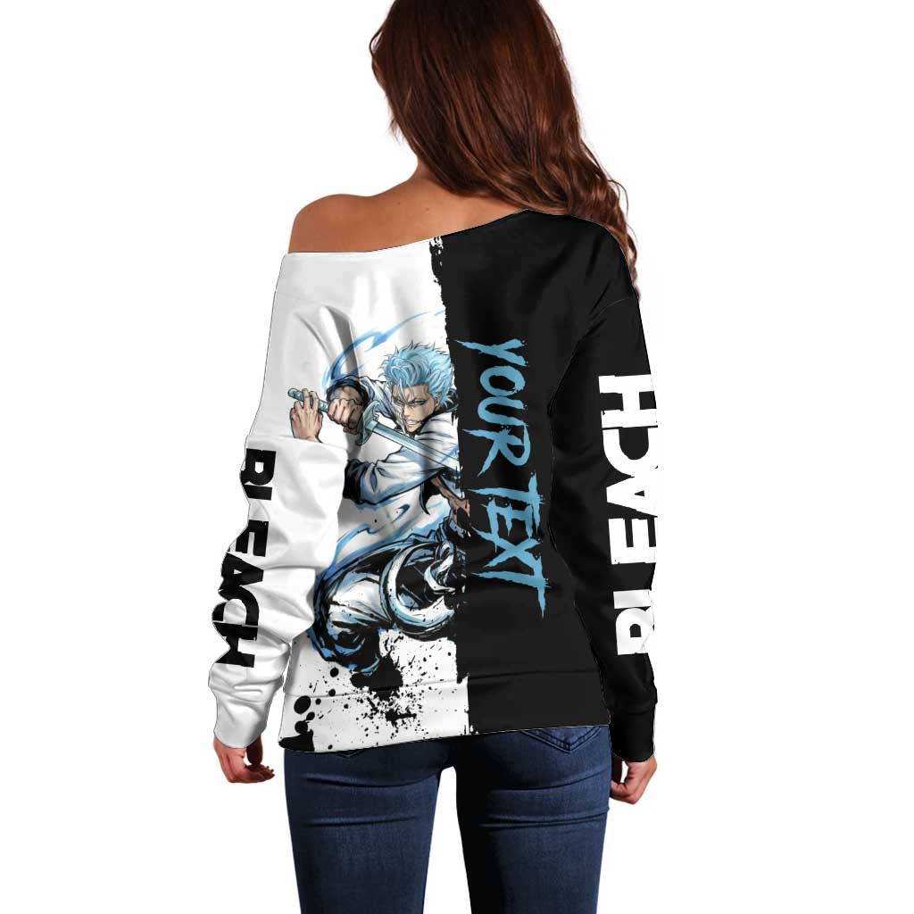 Personalized Grimmjow Jaegerjaquez Off Shoulder Sweater Ink Splash Anime Brush Style