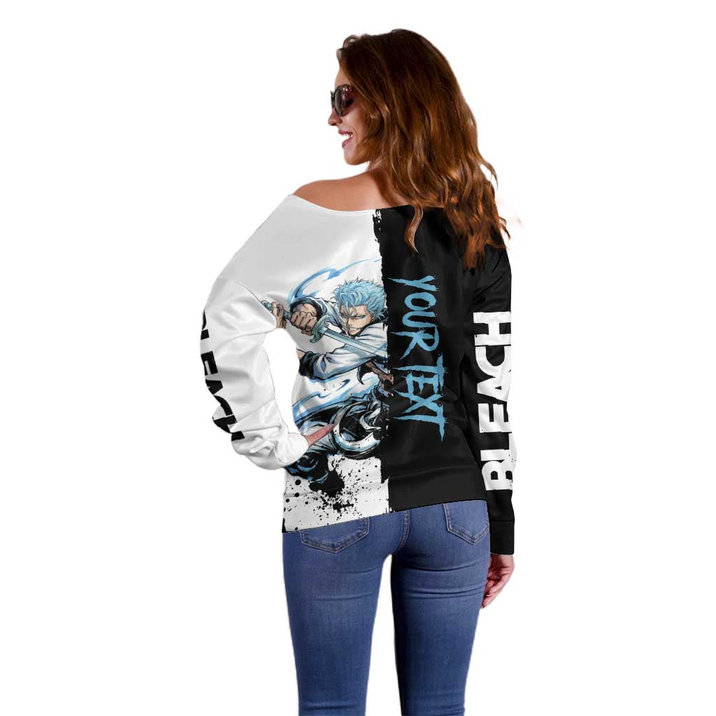 Personalized Grimmjow Jaegerjaquez Off Shoulder Sweater Ink Splash Anime Brush Style