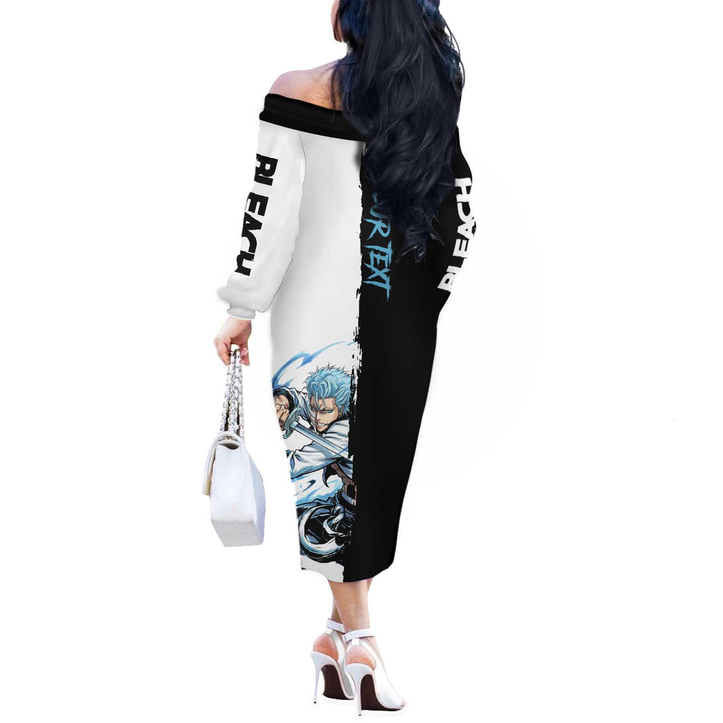 Personalized Grimmjow Jaegerjaquez Off The Shoulder Long Sleeve Dress Ink Splash Anime Brush Style