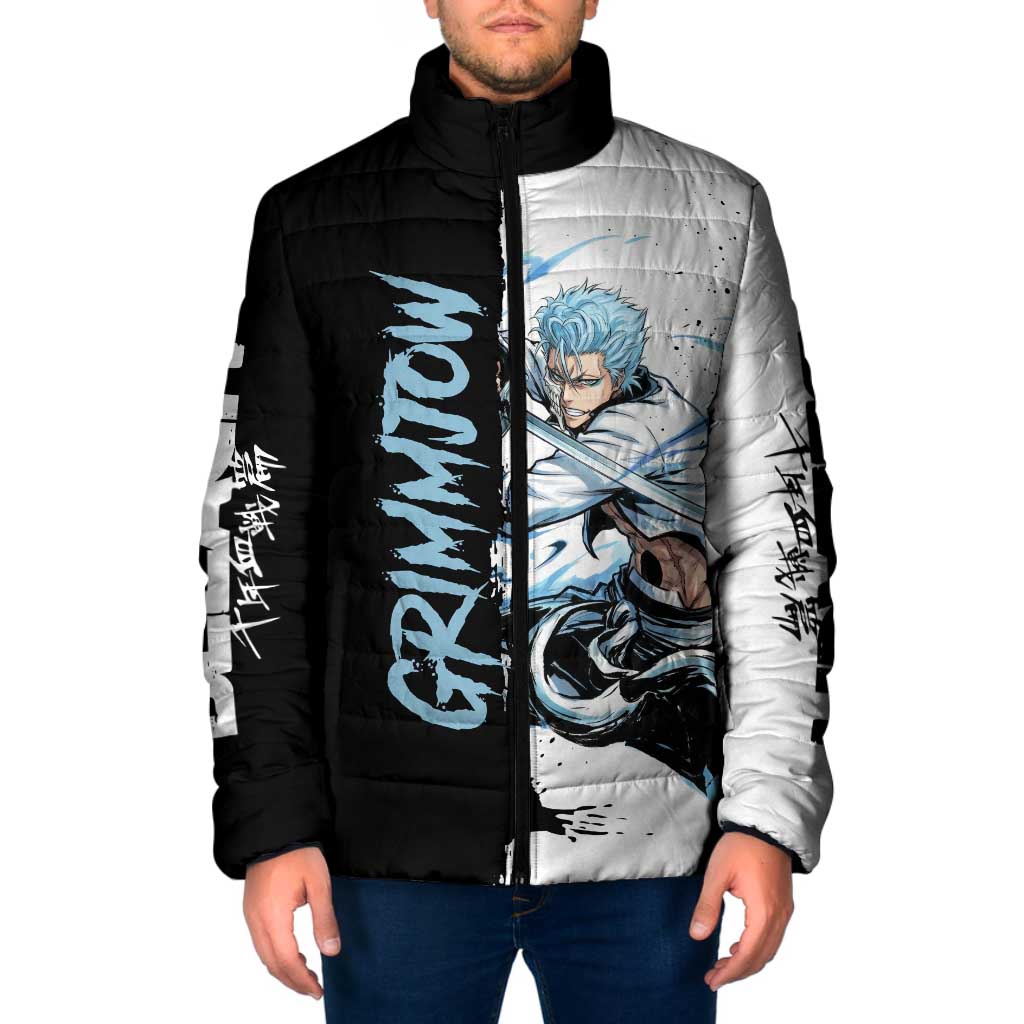 Personalized Grimmjow Jaegerjaquez Padded Jacket Ink Splash Anime Brush Style