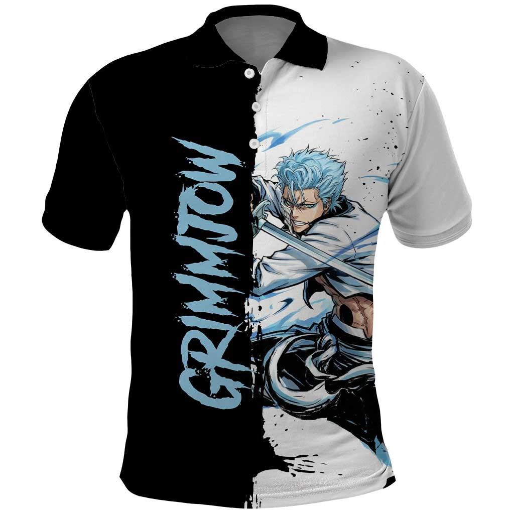 Personalized Grimmjow Jaegerjaquez Polo Shirt Ink Splash Anime Brush Style