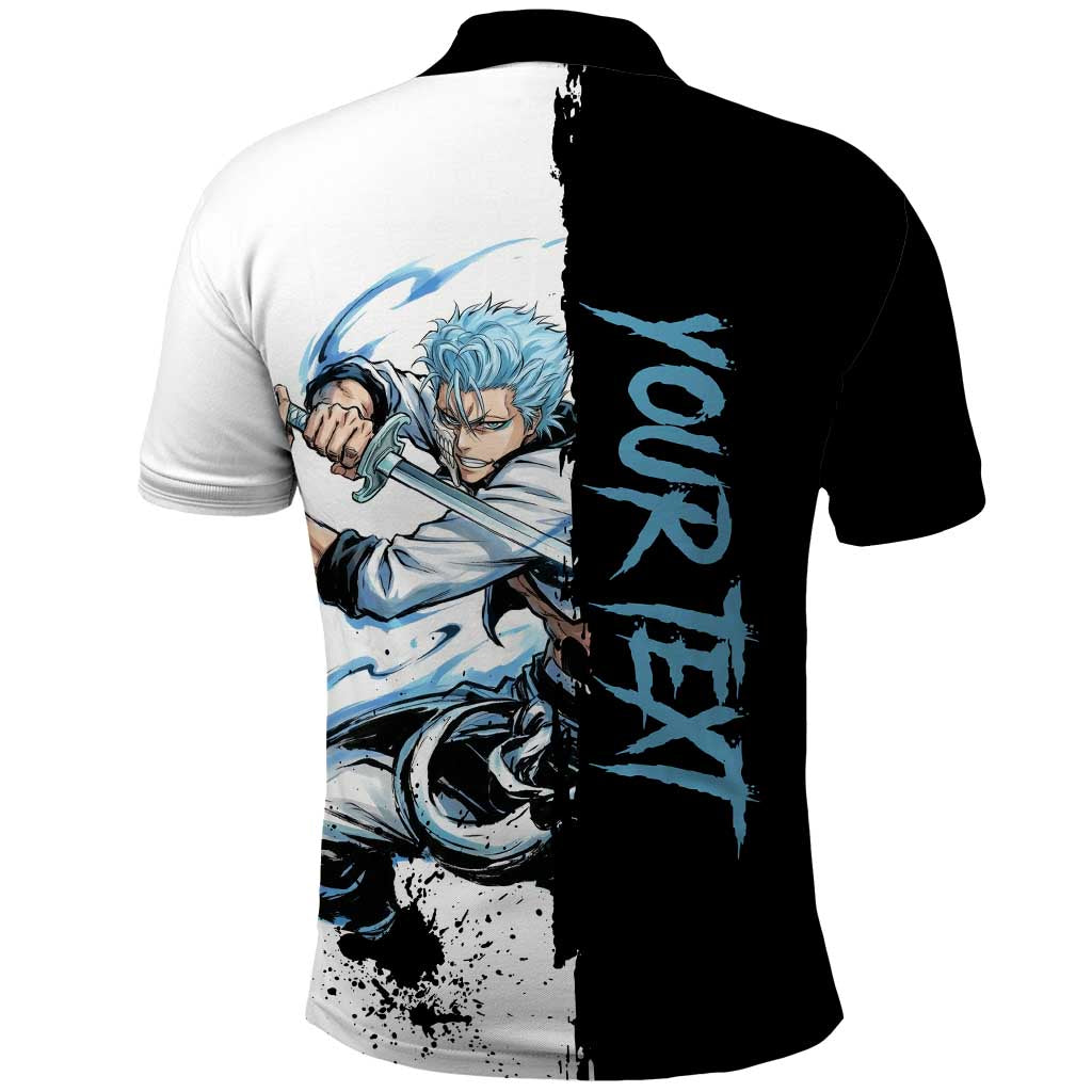 Personalized Grimmjow Jaegerjaquez Polo Shirt Ink Splash Anime Brush Style
