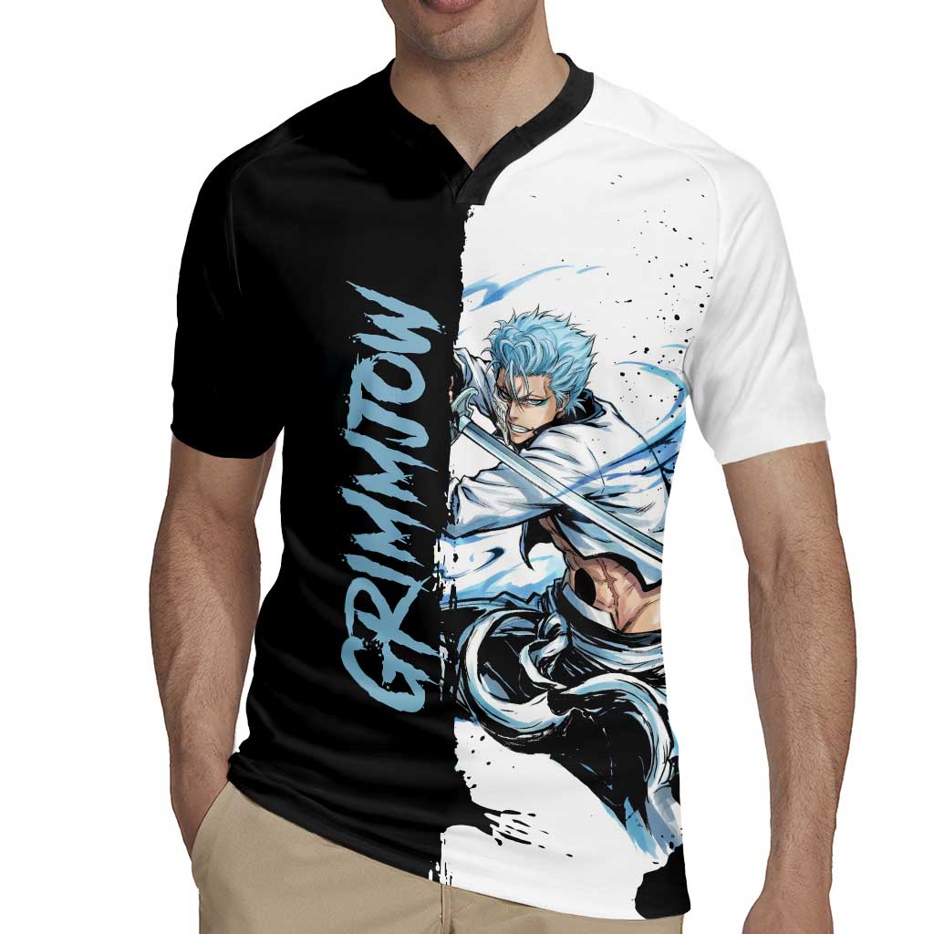 Personalized Grimmjow Jaegerjaquez Rugby Jersey Ink Splash Anime Brush Style