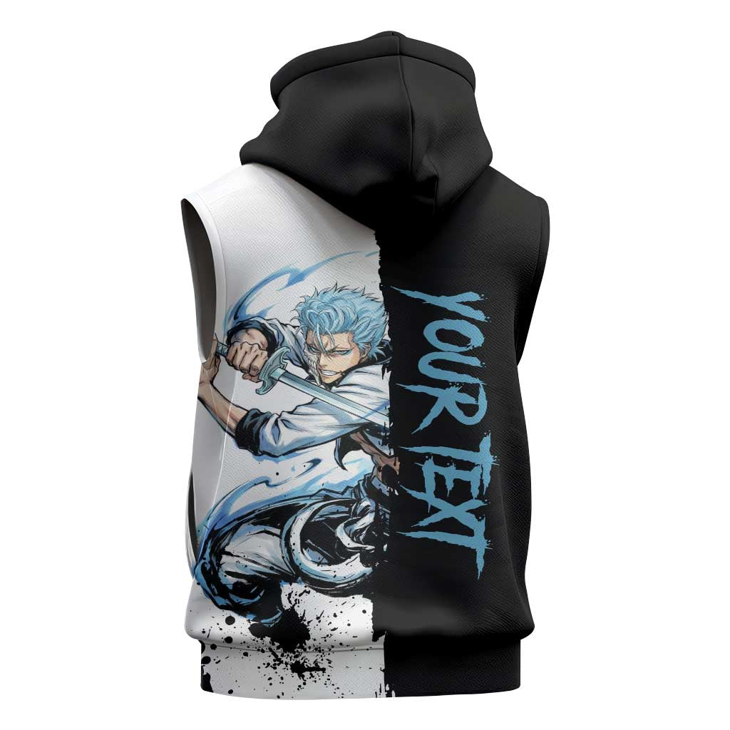 Personalized Grimmjow Jaegerjaquez Sleeveless Hoodie Ink Splash Anime Brush Style