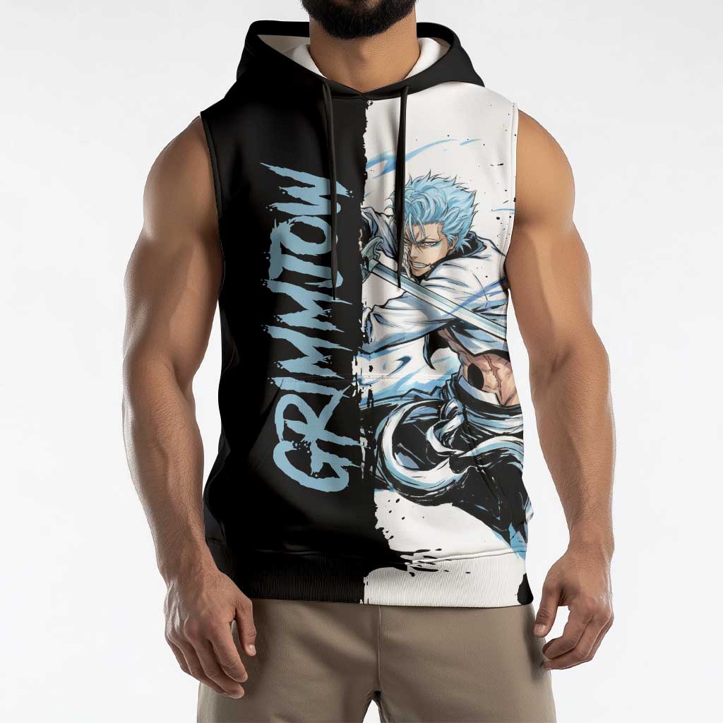Personalized Grimmjow Jaegerjaquez Sleeveless Hoodie Ink Splash Anime Brush Style