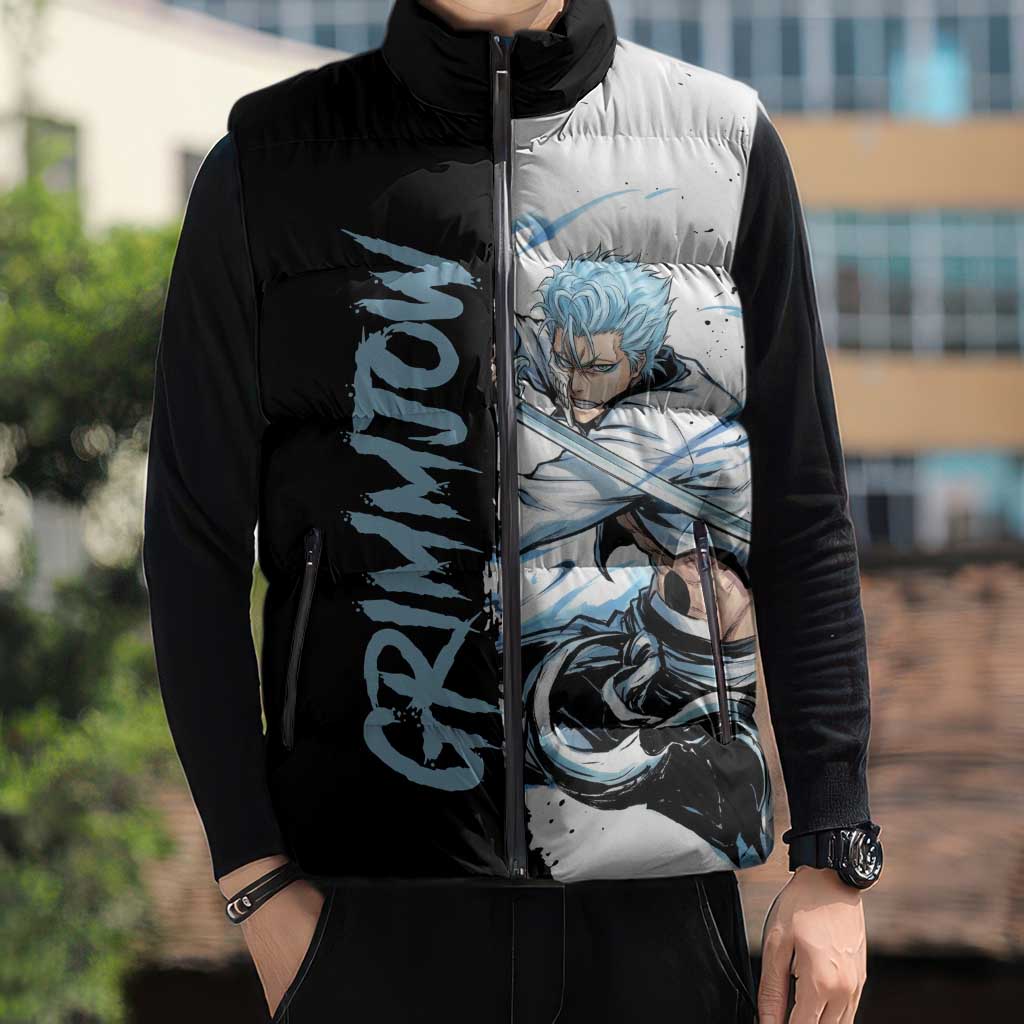 Personalized Grimmjow Jaegerjaquez Sleeveless Puffer Jacket Ink Splash Anime Brush Style