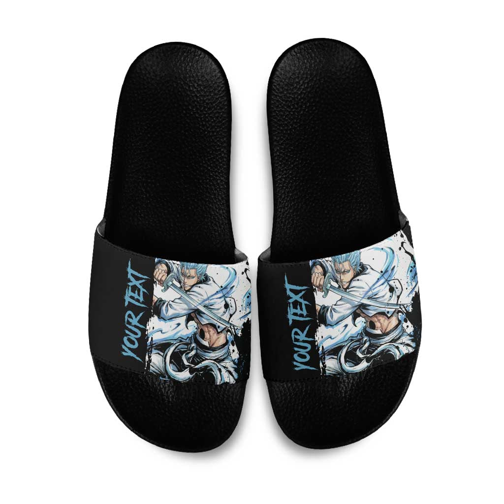 Personalized Grimmjow Jaegerjaquez Slide Sandals Ink Splash Anime Brush Style