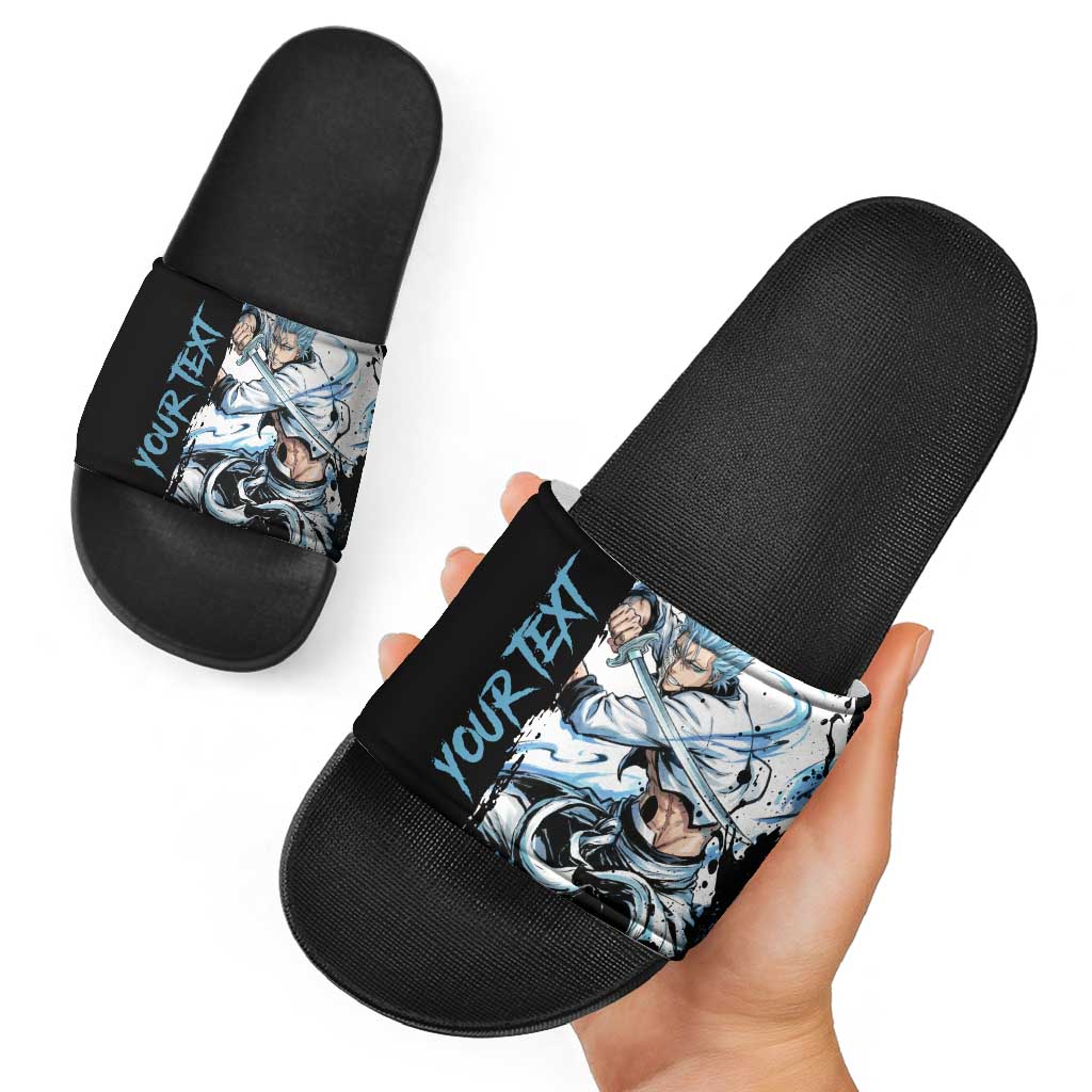 Personalized Grimmjow Jaegerjaquez Slide Sandals Ink Splash Anime Brush Style