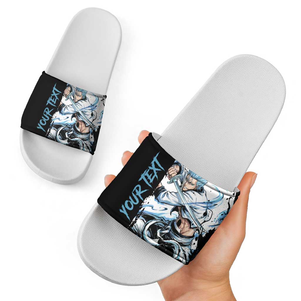 Personalized Grimmjow Jaegerjaquez Slide Sandals Ink Splash Anime Brush Style