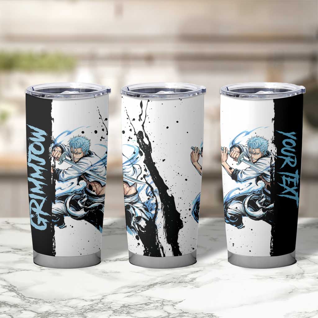 Personalized Grimmjow Jaegerjaquez Tumbler Cup Ink Splash Anime Brush Style