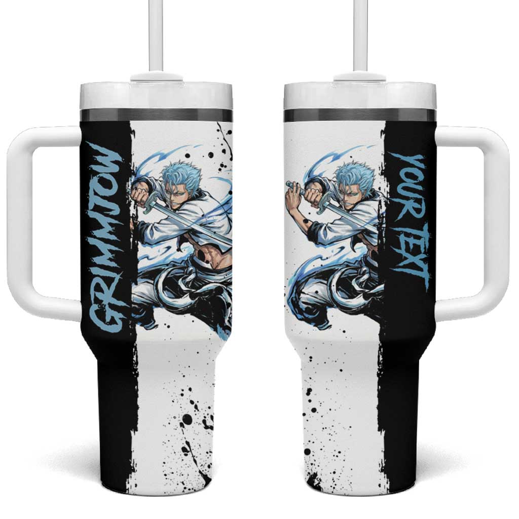Personalized Grimmjow Jaegerjaquez Tumbler With Handle Ink Splash Anime Brush Style