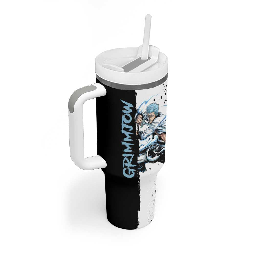 Personalized Grimmjow Jaegerjaquez Tumbler With Handle Ink Splash Anime Brush Style