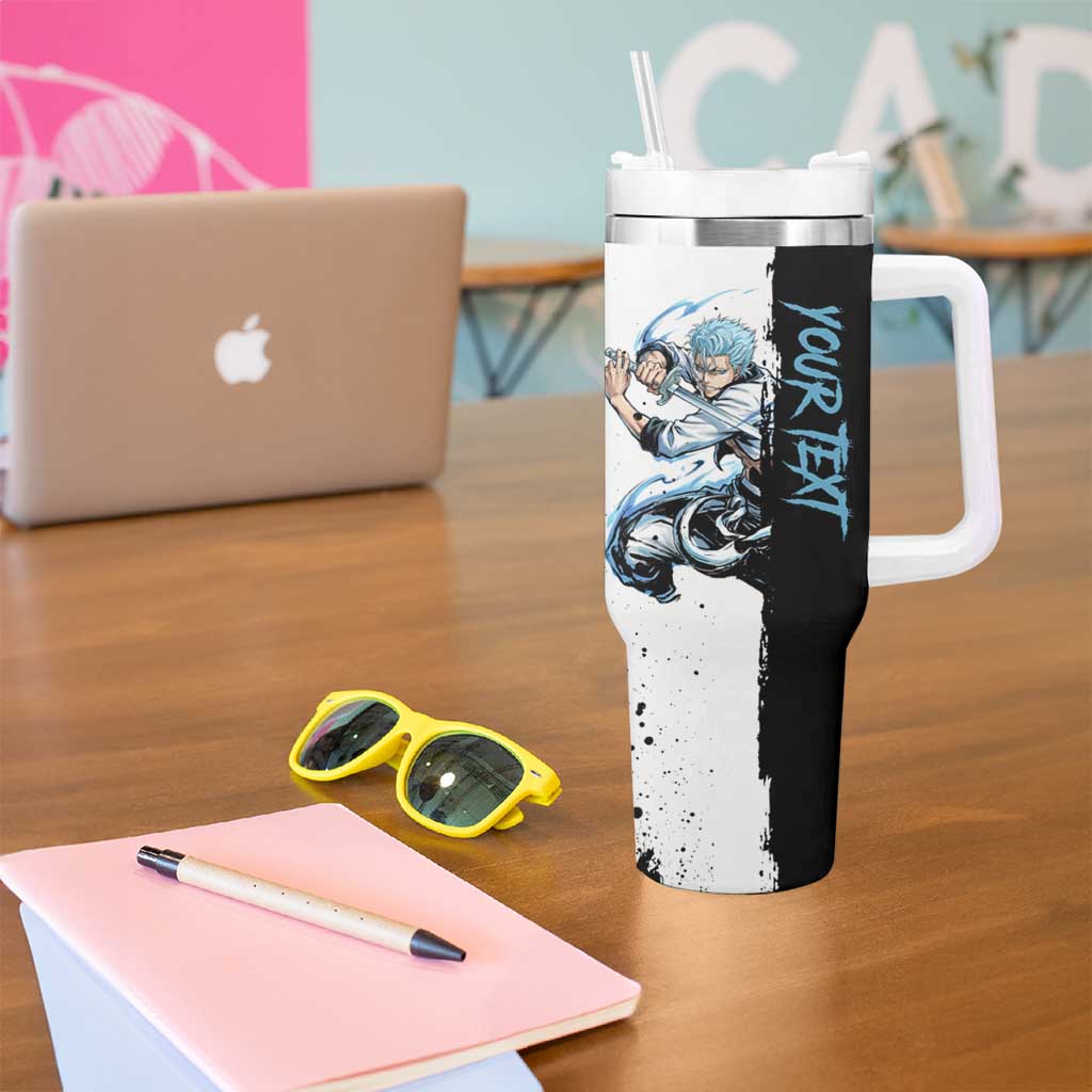 Personalized Grimmjow Jaegerjaquez Tumbler With Handle Ink Splash Anime Brush Style