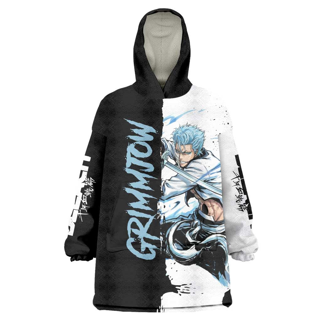 Personalized Grimmjow Jaegerjaquez Wearable Blanket Hoodie Ink Splash Anime Brush Style