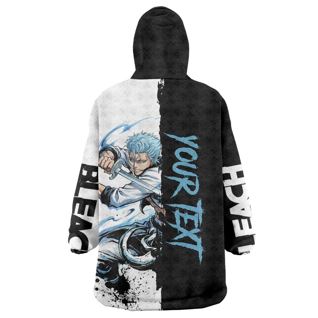 Personalized Grimmjow Jaegerjaquez Wearable Blanket Hoodie Ink Splash Anime Brush Style