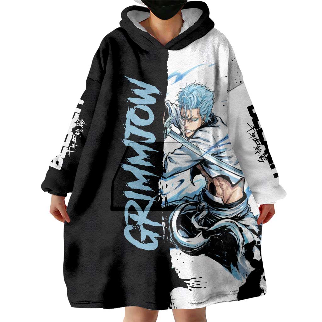 Personalized Grimmjow Jaegerjaquez Wearable Blanket Hoodie Ink Splash Anime Brush Style