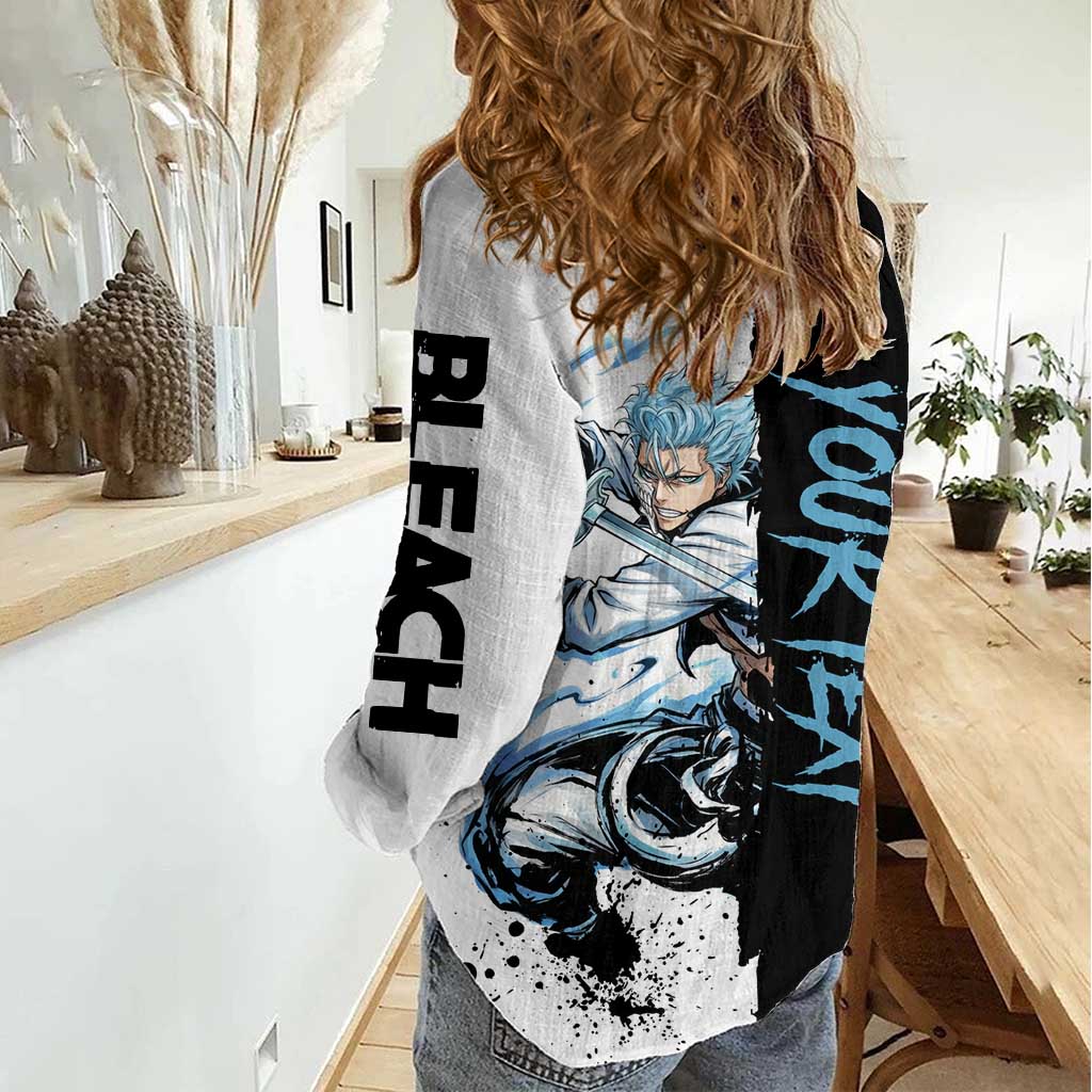 Personalized Grimmjow Jaegerjaquez Women Casual Shirt Ink Splash Anime Brush Style