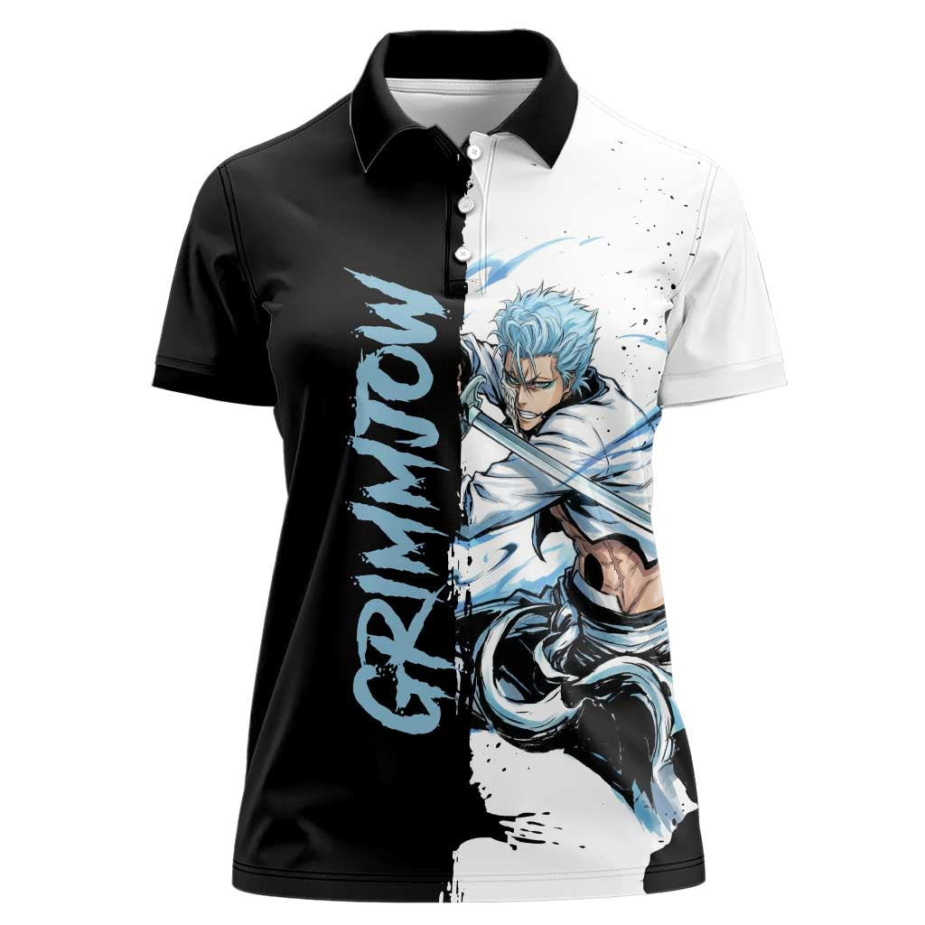 Personalized Grimmjow Jaegerjaquez Women Polo Shirt Ink Splash Anime Brush Style