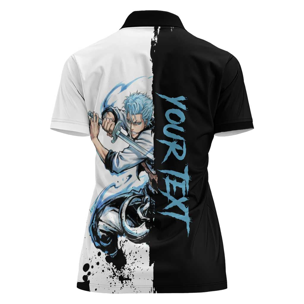 Personalized Grimmjow Jaegerjaquez Women Polo Shirt Ink Splash Anime Brush Style