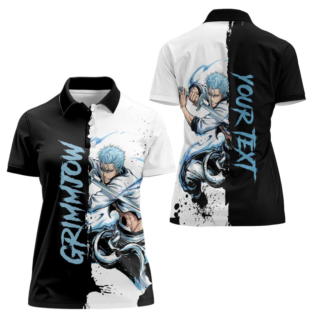 Personalized Grimmjow Jaegerjaquez Women Polo Shirt Ink Splash Anime Brush Style