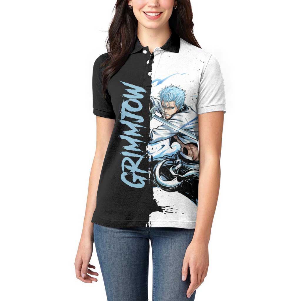 Personalized Grimmjow Jaegerjaquez Women Polo Shirt Ink Splash Anime Brush Style
