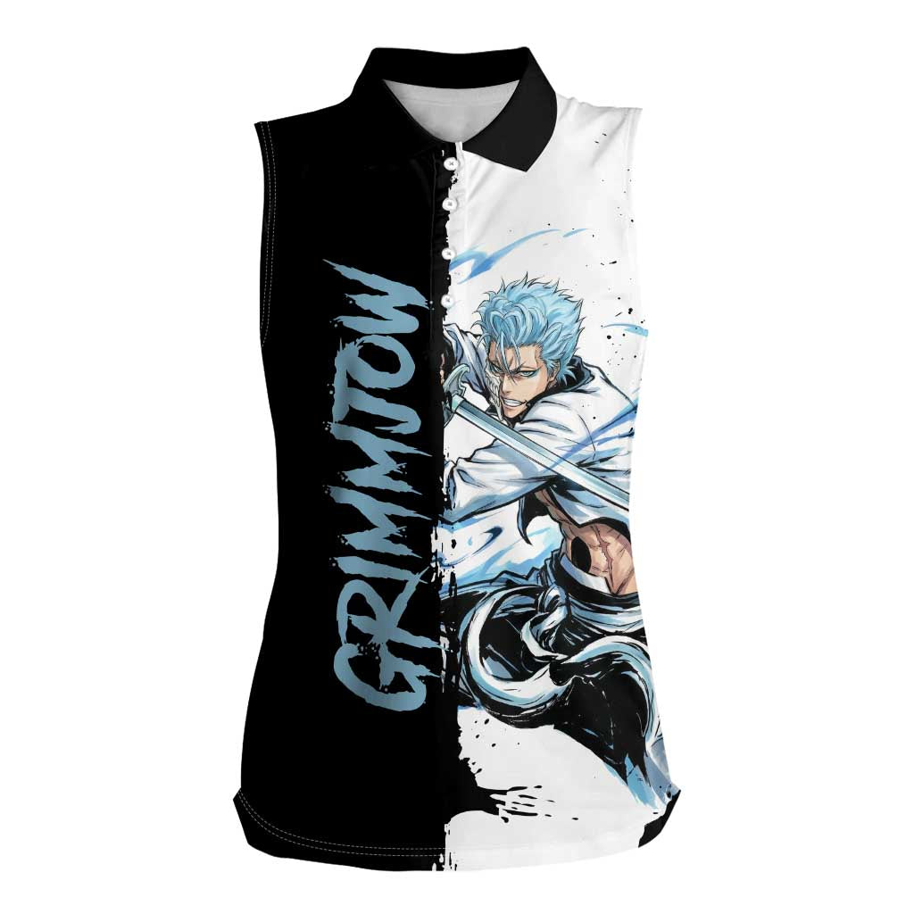 Personalized Grimmjow Jaegerjaquez Women Sleeveless Polo Shirt Ink Splash Anime Brush Style