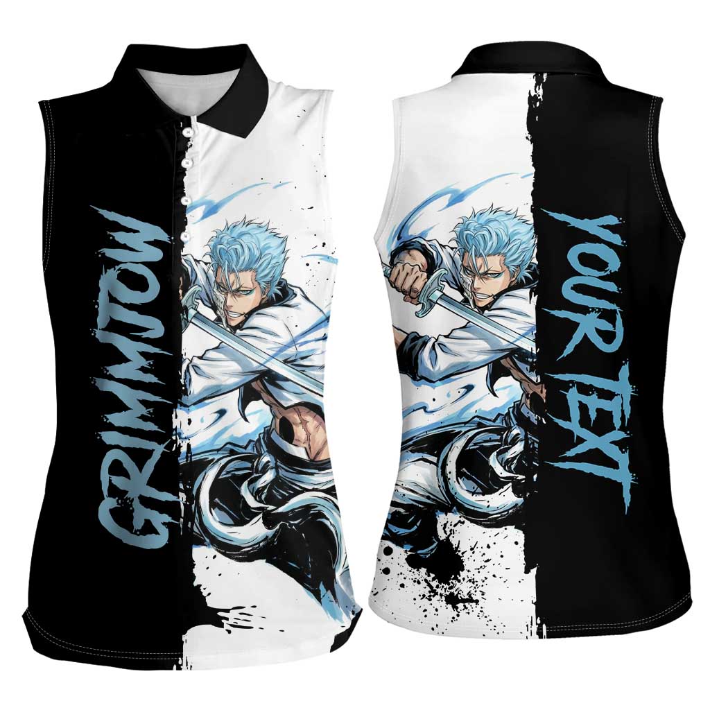 Personalized Grimmjow Jaegerjaquez Women Sleeveless Polo Shirt Ink Splash Anime Brush Style